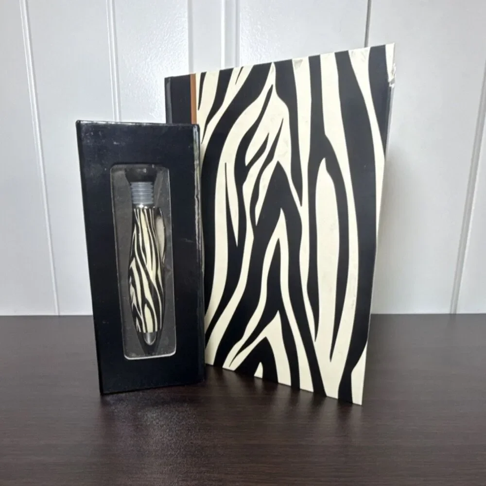 in the wild Zebra Print Blank Journal & Ballpoint Pen, Cardboard Cover